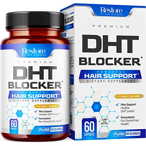 DHT Blocker Hair Growth Support Supplement - Saw Palmetto + Hair Vitamins for Women & Men - Supports Healthy Hair Growth & Thick & Strong-Hair - May Support Healthy DHT Levels - Low Loss Capsules