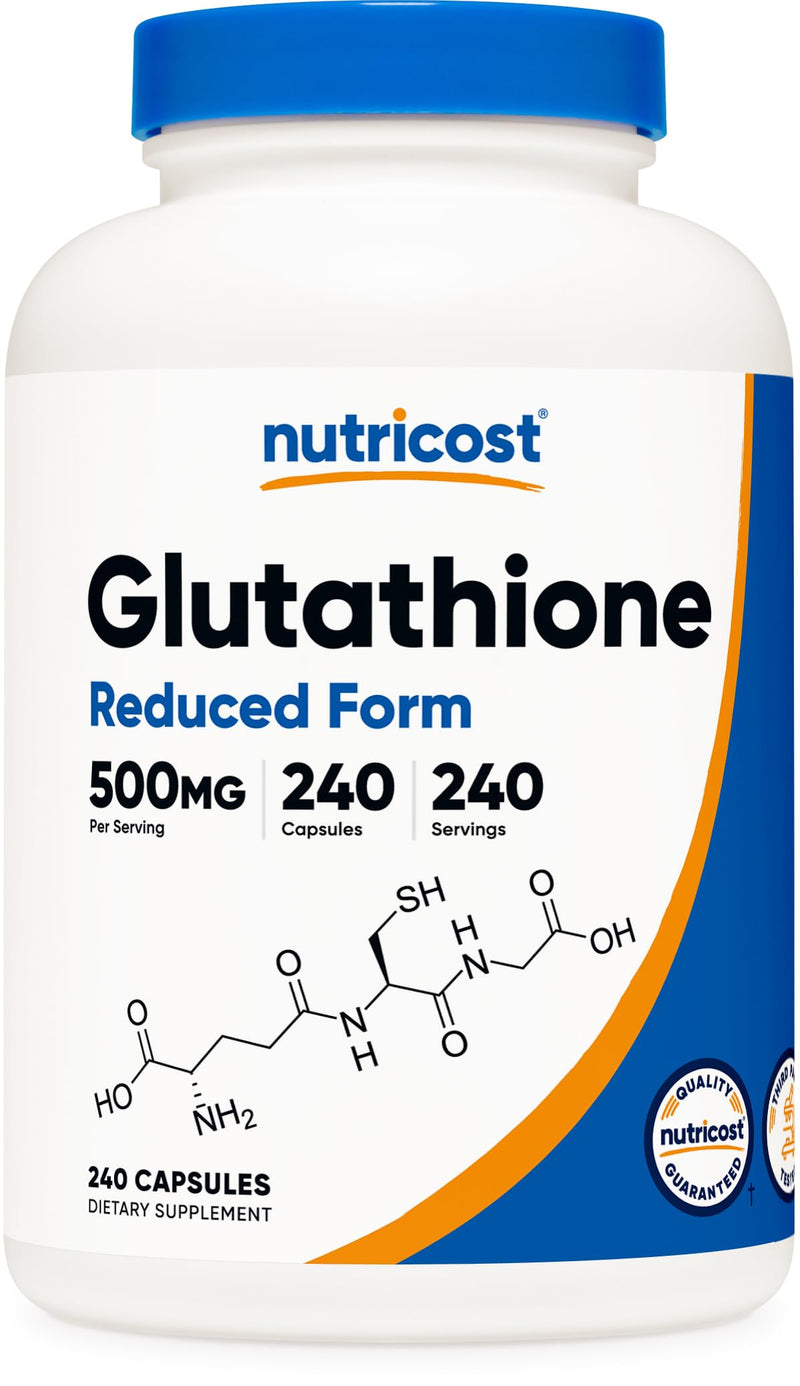 Nutricost Glutathione Capsules 500mg, 240 Capsules - Gluten Free, GMO Free 240 Count (Pack of 1)