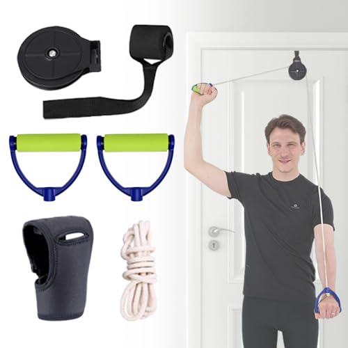 Shoulder Arm Pulley System Set - Over Door Rehab Exerciser for Home Physical Therapy Frozen Rotator Cuff Recovery and Stretching Strengthener Range of Motion A