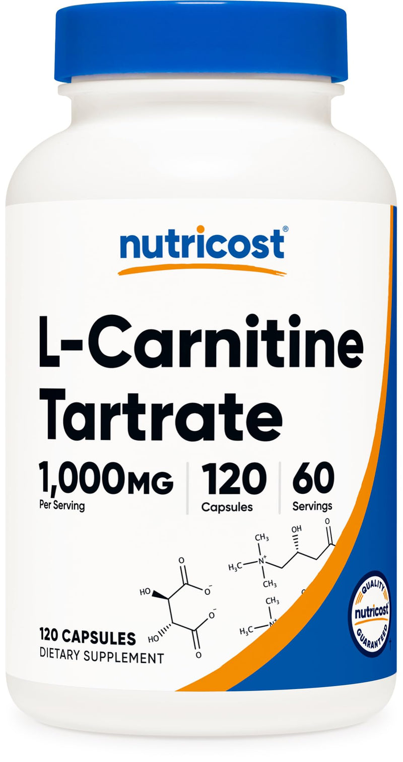 Nutricost L-Carnitine Tartrate 1000mg, 120 Capsules, 60 Servings | 500mg Per Capsule 120 Count (Pack of 1)
