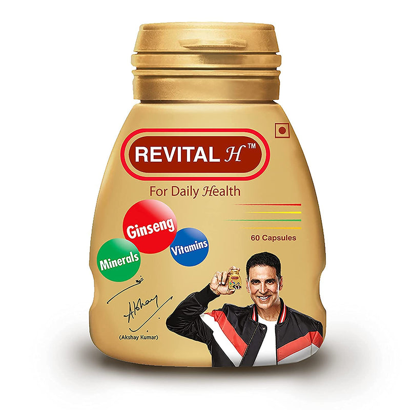 Revital H for Men with Multivitamins, & Natural Ginseng for Daily Immunity Strong Bones, and Enhances Energy Level - 60 Capsules