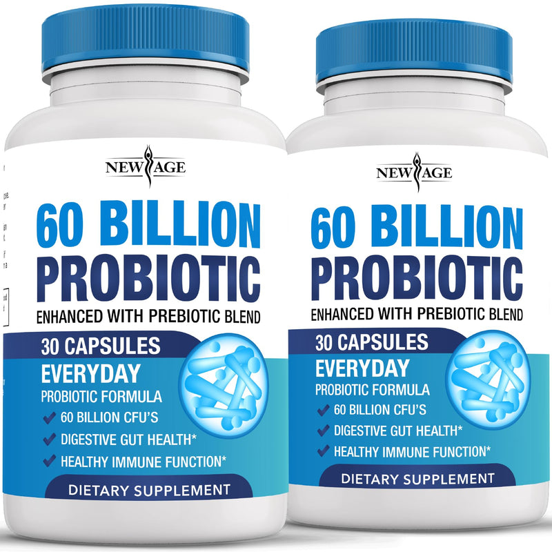 Probiotics 60 Billion CFU with Prebiotic Formula - Probiotics for Women and Men and Adults, 100% Natural Digestive Enzymes, Shelf Stable Probiotic Supplement Prebiotic