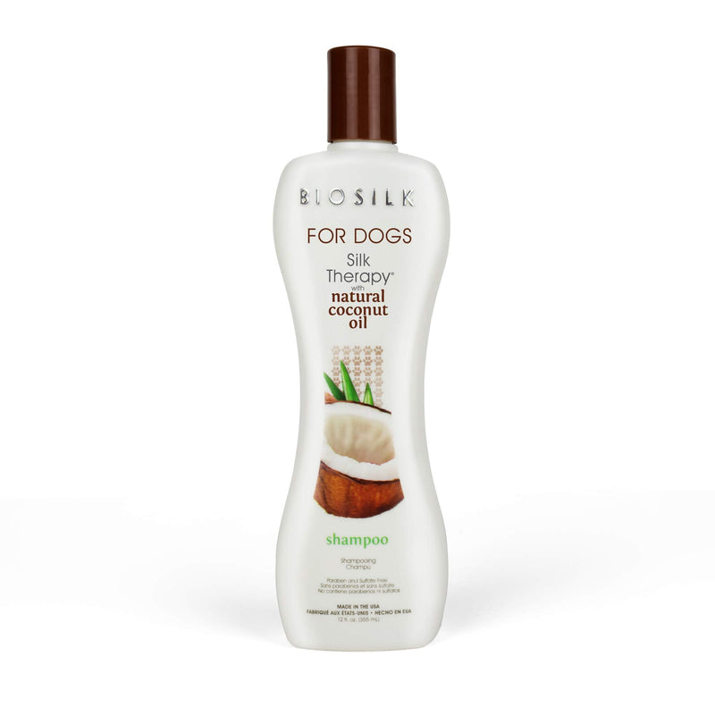 BioSilk for Dogs Silk Therapy Shampoo with Natural Coconut Oil | Coconut Dog Shampoo, Sulfate and Paraben Free Natural Shampoo for Dogs, 12 Fl Oz Made in The USA,Beige 12 Fl Oz (Pack of 1) - PawsPlanet Australia