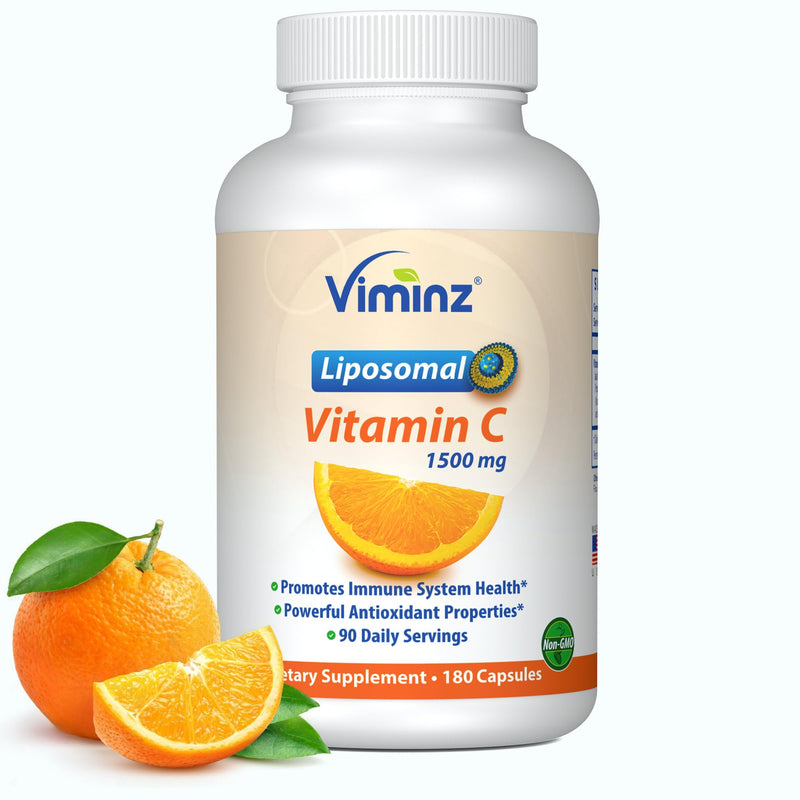 Liposomal Vitamin C 1500mg – 180 Capsules – Made in USA – High Absorption Immune & Collagen Support – Bioavailable Antioxidant Formula – Non-GMO, Gluten Free & Soy Free