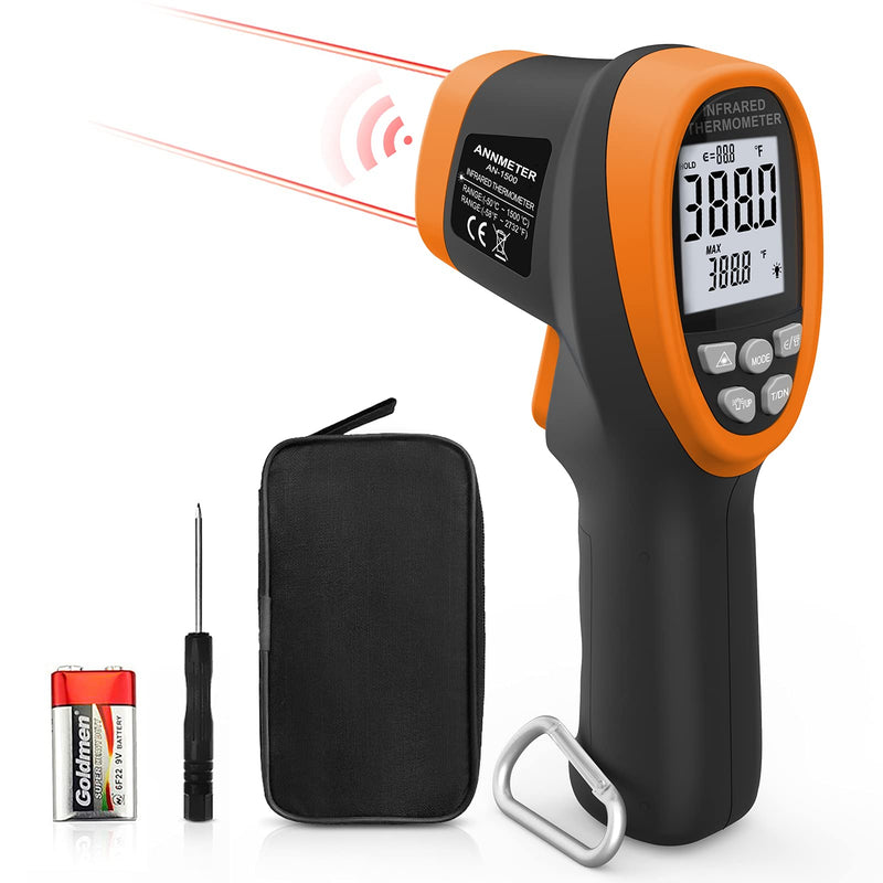 High Temperature Infrared Thermometer, AIOMEST Digital IR Pyrometer 30:1 Measure Temp -58~2732℉, Dual Laser Industrial Termómetro Handheld AI-1500 for HVAC Kilning Casting Pottery Forge Orange