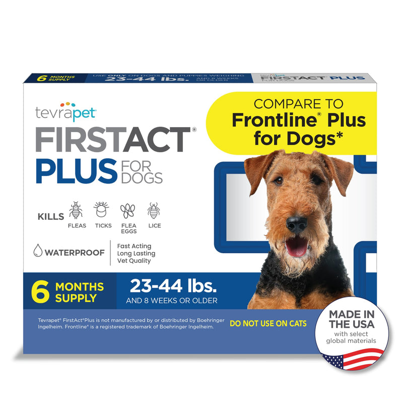 FirstAct Plus Flea Treatment for Dogs, Medium Dogs 23-44 lbs, 6 Doses, Same Active Ingredients as Frontline Plus Flea and Tick Prevention for Dogs