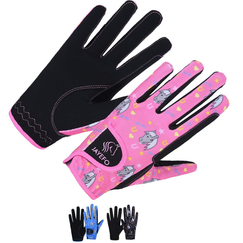 Jayefo Kids Equestrian Horse Riding Gloves Kids Youth Children Horseback Gardening Bike Outdoor Soccer Girls Riding Sports BLACK/PINK AGE 8-10 YEARS - BeesActive Australia