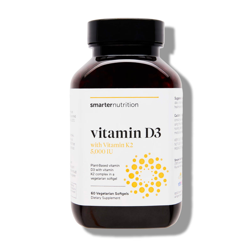SMARTERNUTRITION Vegan Vitamin D3 5000 IU + Natural Vitamin K2 1100 mcg in Organic Coconut & Olive Oil - D3 K2 Supplement for Immune & Bone Support - 60 Softgels[30 Day Supply] 60 Count (Pack of 1)
