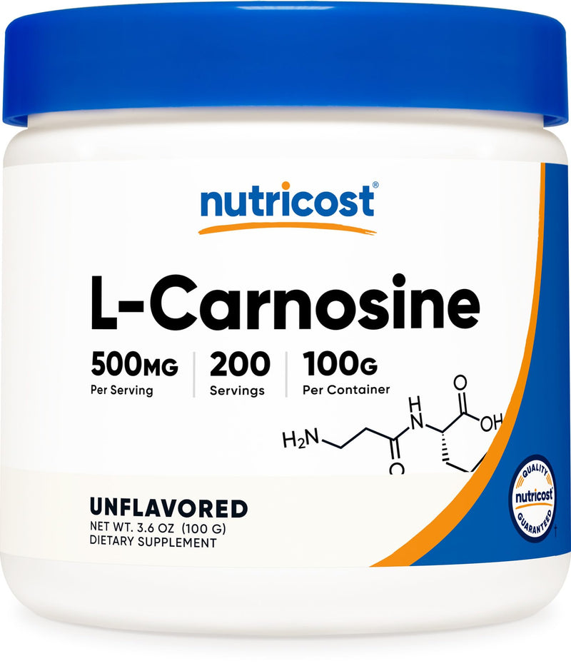 Nutricost L-Carnosine Powder 100 Grams (200 Servings) - Non-GMO 3.5 Ounce (Pack of 1)