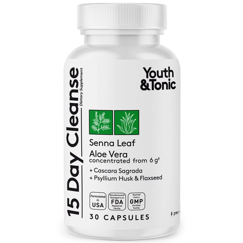 Youth & Tonic 15 Day Colon Cleanser & Detox for Waste Loss to Feel Lighter or Break The Plateau | Natural Cleanse Pills for Belly Bloat for Men & Women | 30 caps - BeesActive Australia