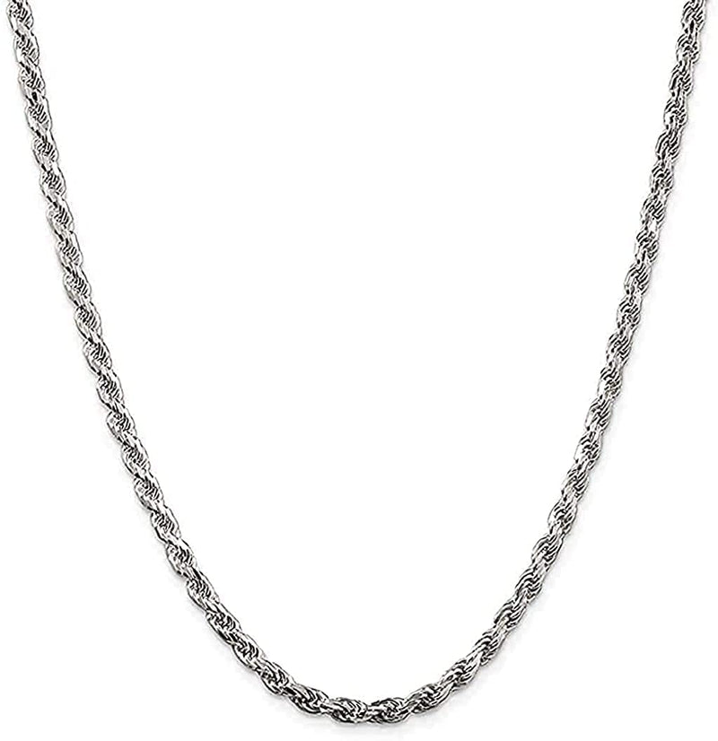 Savlano 925 Sterling Silver 3mm Solid Italian Rope Diamond Cut Twist Link Chain Necklace With a Gift Box For Men & Women - Made in Italy 18.0 Inches - BeesActive Australia