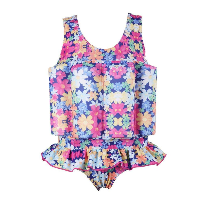 Kids Boys Girls Floatation Swimsuit with Adjustable Buoyancy Baby Float Suit Swim Vest One Piece Swimwear Bathing Suit 2-3 Years Colorful Floral - BeesActive Australia