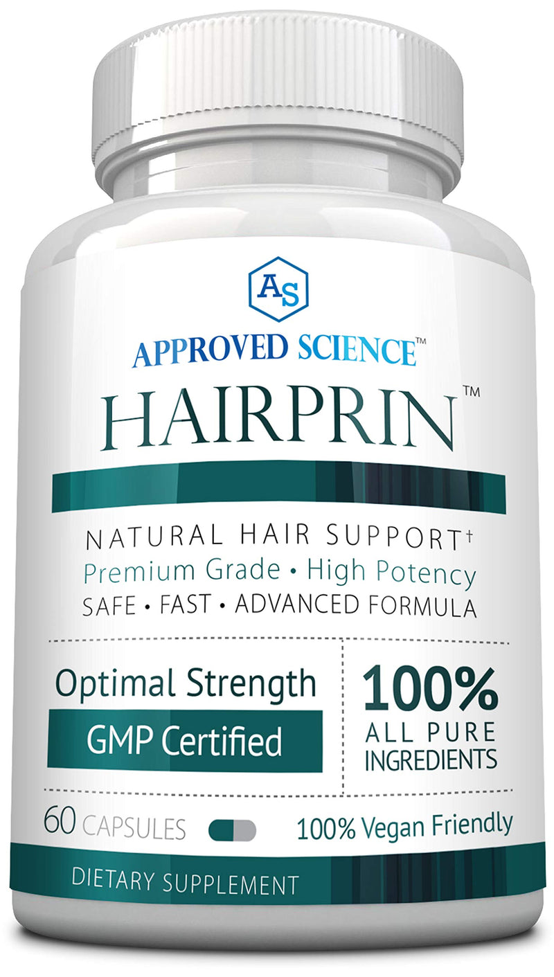Approved Science Hairprin - Promote Hair Regrowth and Help Boost Scalp Circulation - 60 Vegan Friendly Capsules - 1 Bottle Supply 60 Count (Pack of 1)