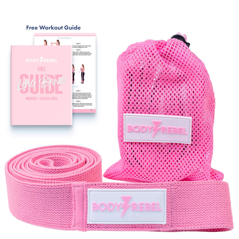Long Resistance Band | Pink Medium Resistance Fabric Exercise Band Ideal for Strength Training, Stretching, Home Workouts, & Gym Workout - BeesActive Australia