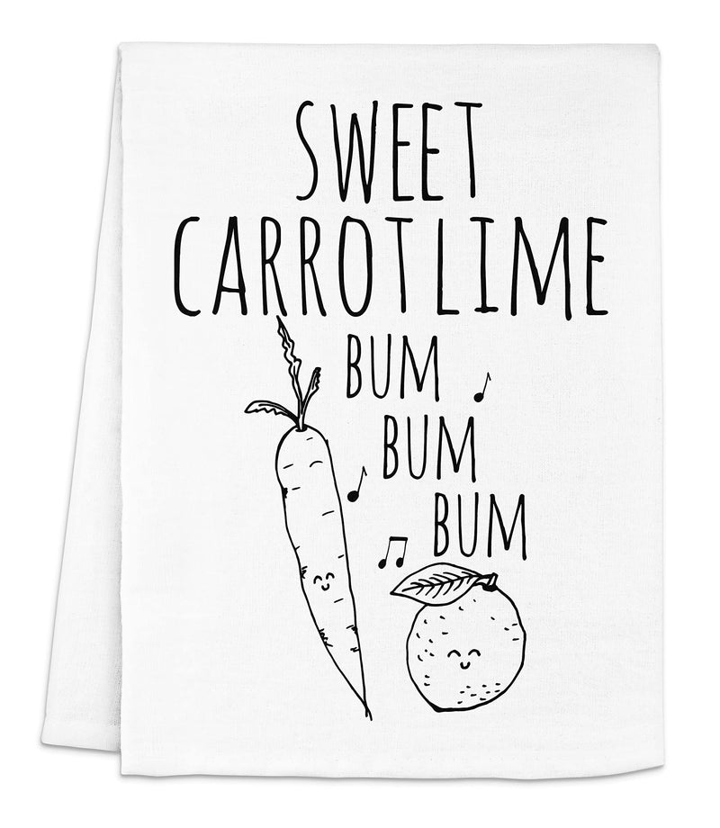 Funny Kitchen Towel, Sweet Carrot Lime, Flour Sack Dish Towel, Sweet Housewarming Gift, White - BeesActive Australia