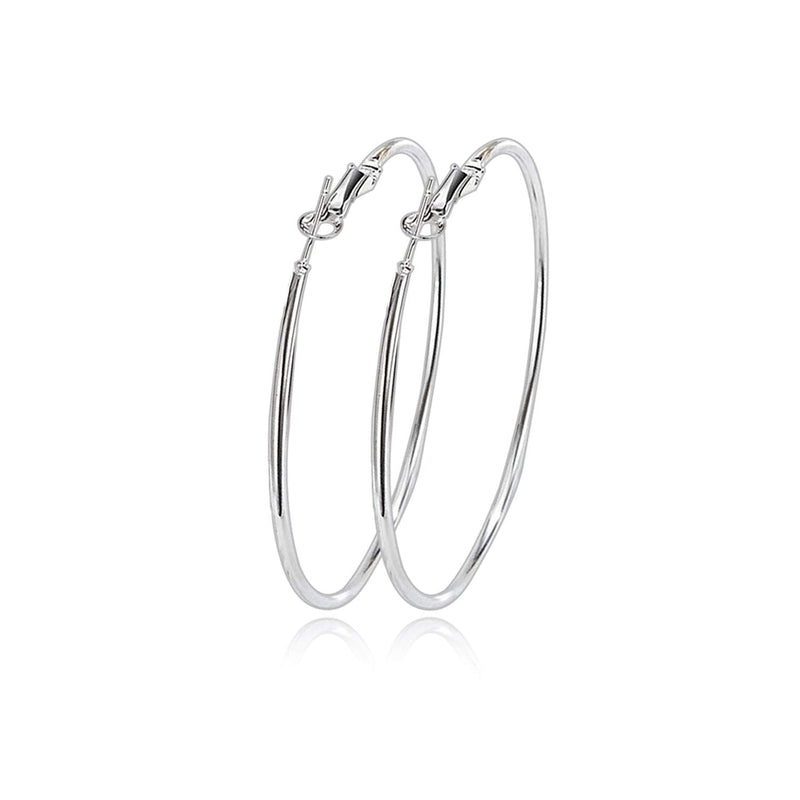 VONALA 925 Sterling Silver Circle Endless Hoop Earrings - Jewellery for Women Girls 55mm - BeesActive Australia