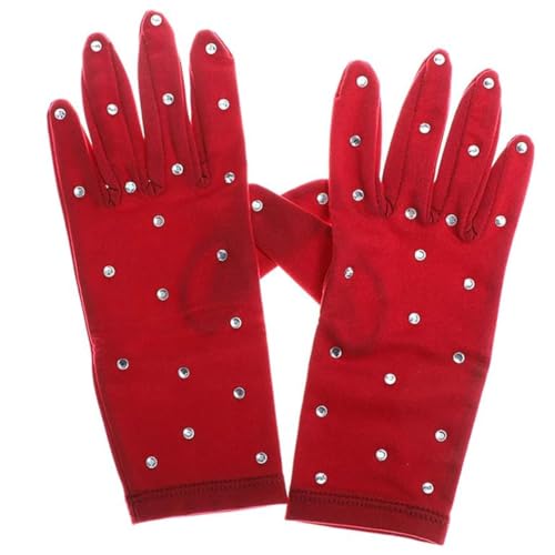 LIUHUO Girls Matching Figure Skating Dress Gloves Large Red