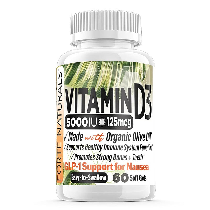 Vitamin D3 5000 IU Supplement 125 mcg Soft Gels Specially for Sensitive Stomachs Supplements with Organic Olive Oil Best Vitamin D3 Supplement for Women & Men Made in USA
