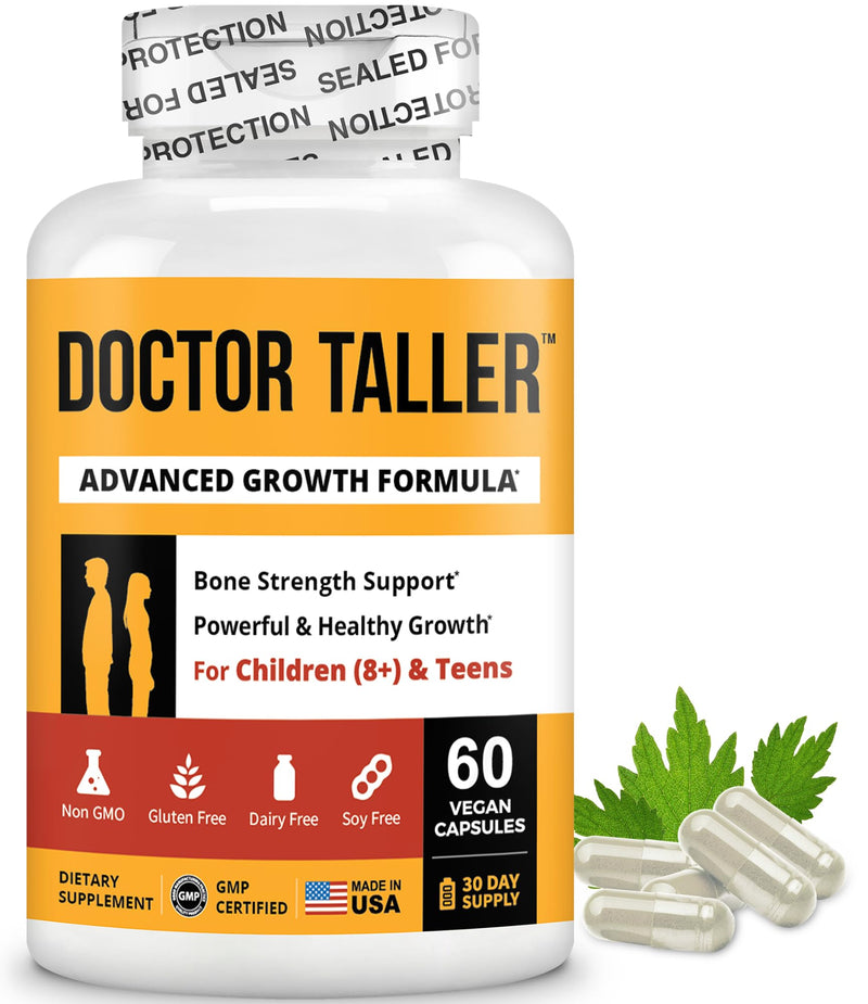 NuBest Doctor Taller - Bone Strength Supports, Enhance Immune System - Keto with Calcium, Vitamin D3, Vitamin K2, Amino Acids & Herbs for Children (8+) - 60 Vegan Capsules | 1 Month Supply Authentic 60 Count (Pack of 1)