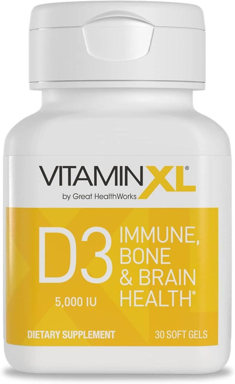 OmegaXL VitaminXL D3 High Potency Daily Vitamin D 5000 IU 30 Softgels | 125mcg, Immune Support Supplement, Promotes Healthy Muscle Function & Strong Bones, Non-GMO, Gluten-Free 30 Count (Pack of 1)