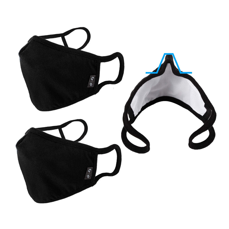WITHMOONS Cloth Face Mask Washable Reusable 3-Ply Mouth Shield with Nose Wire 3PACK EU0304 Black 1 Count (Pack of 3)