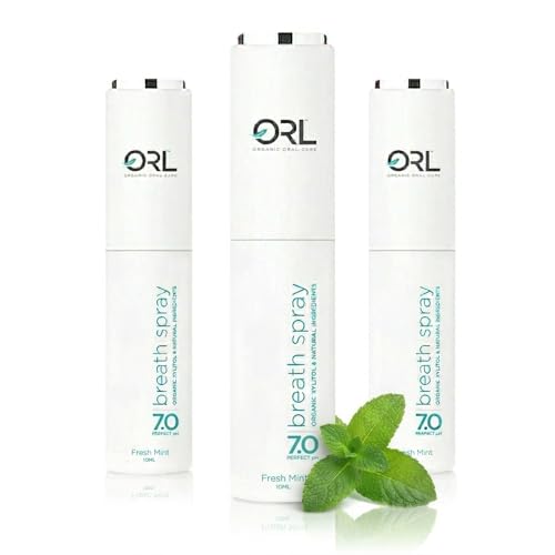 ORL Natural Breath Freshener Spray Fresh Mint 3 Pack – Made in the USA, Organic Xylitol, Natural Fresh Breath, Plant-Based Essential Oils, Elevated Twist Top, Alcohol-Free, Fluoride-Free, pH Balanced