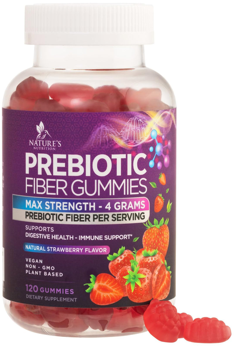 Fiber Gummies For Adults - Prebiotic Plant Based Fiber 4g Per Serving Gummy Supplement - Daily Digestive Health and Regularity Support - Gut Support Gummy Plant Based Digestion Support - 120 Gummies 120 Count (Pack of 1)