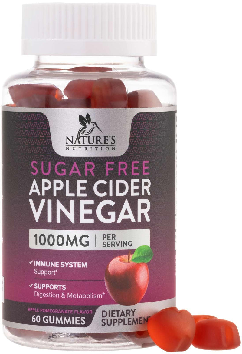 Apple Cider Vinegar Gummies for Weight Loss - Sugar Free - Max Strength ACV Gummy with Vitamin B12 & The Mother - Metabolism & Energy Support - Vegan Apple Cider Vinegar Gummy Supplement - 60 Gummies 60 Count (Pack of 1)