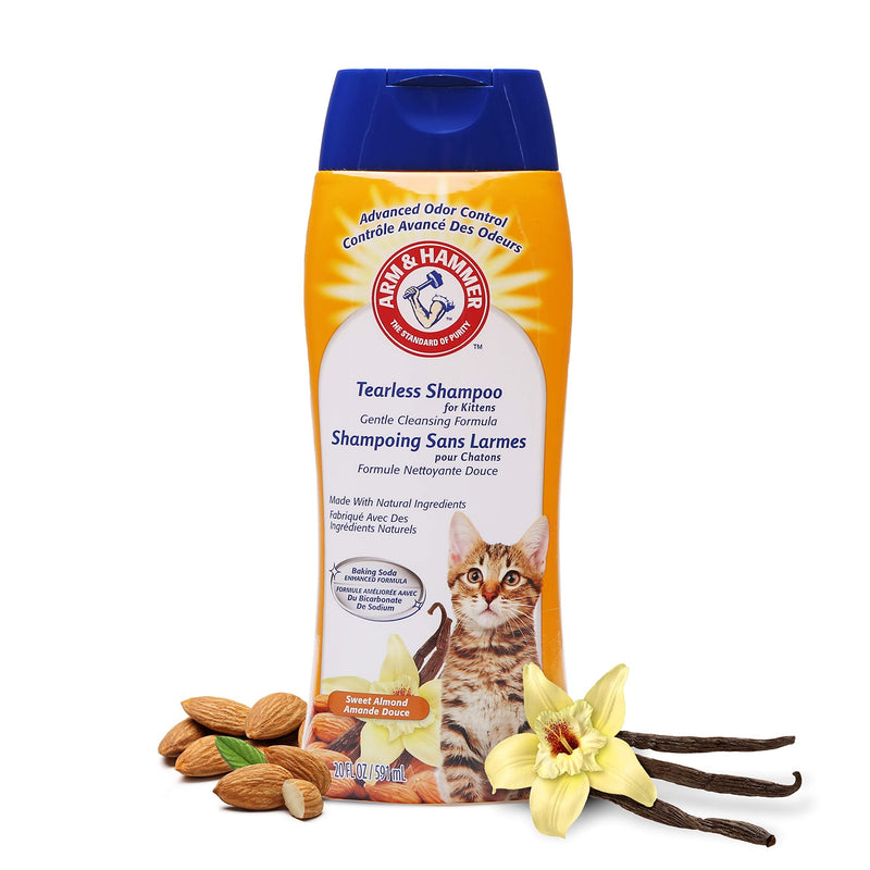 Arm & Hammer Tearless Kitten Shampoo for CatsNatural Cat Shampoo for Odor Control with Baking Soda, 20 Fl Oz Gentle Cleansing Kitten Shampoo in Sweet Almond Scent (Pack of 1) 20 Fl Oz (Pack of 1) - BeesActive Australia
