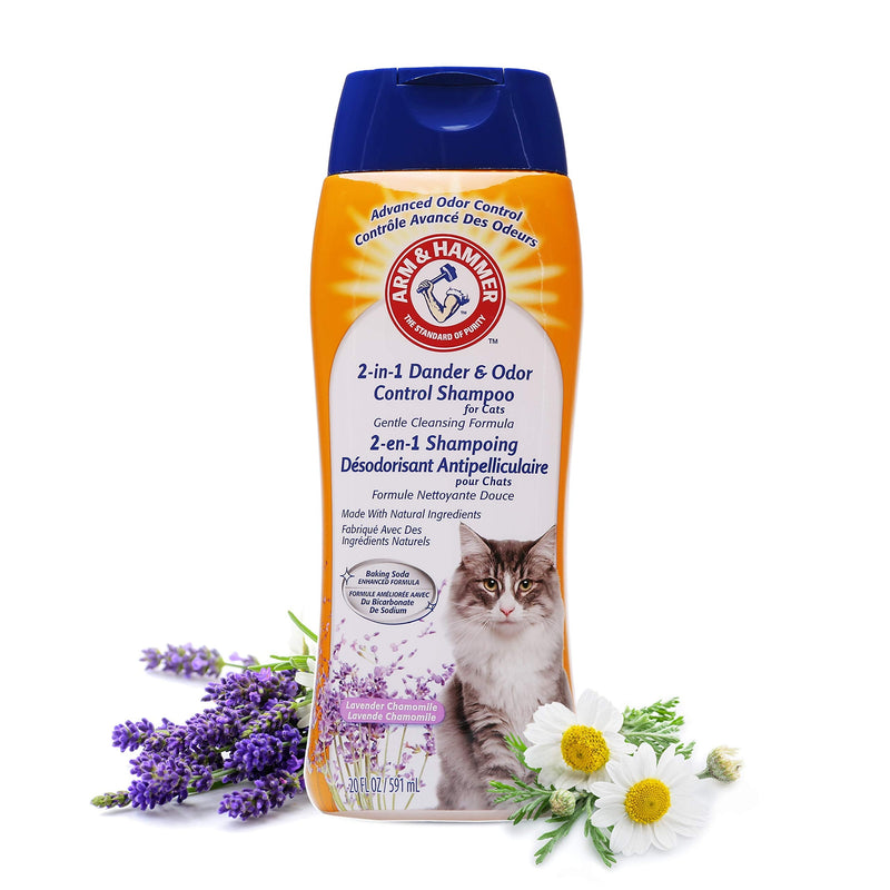 Arm & Hammer 2-in-1 Deodorizing & Dander Reducing Shampoo for Cats, Dander Remover for Dander and Odors, Baking Soda Moisturizes and Deodorizes, Lavender Chamomile Scent, 20 Fl Oz (Pack of 1) 20 Fl Oz (Pack of 1) - BeesActive Australia