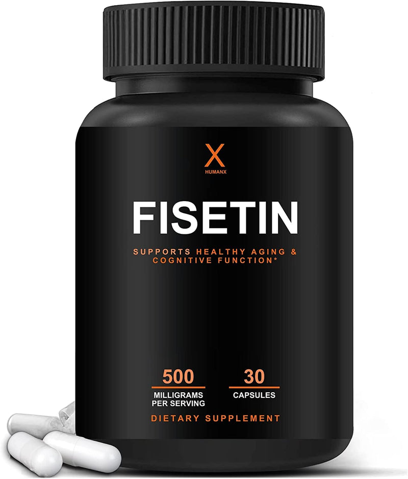 HUMANX Fisetin 500mg - 98% Pure Fisetin Supplement - Powerful Serving Size (Similar to Apigenin, Luteolin, Quercetin) Senolytic Activator - Natural Polypheonols - USA Made, Non-GMO Fisetin Capsules