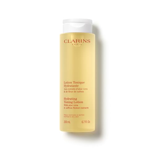 Clarins Hydrating Toning Lotion | Cleanses, Tones, Hydrates and Balances Skin's Microbiota |Plant-Based Ingredients, Including Aloe Vera | Alcohol-Free | Normal to Dry Skin Types Hydrating Toning Lotion 6.7 Fl Oz (Pack of 1)