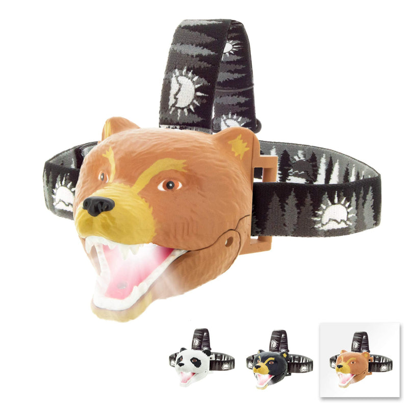 Big Discoveries Bear LED Headlamp - Bear Headlamps for Kids | Multiple Styles Available | Animal Toy Head Lamp Flashlight for Boys, Girls, or Adults | Head Light for Camping, Hiking, Party, or Reading Grizzly Bear