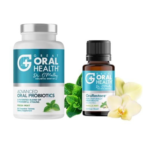 Advanced Bad Breath Treatment Duo — The Oral Probiotics Tablet & OraRestore Natural Mouth & Tooth Concentrated Oil — Dentist Formulated Mint Flavor
