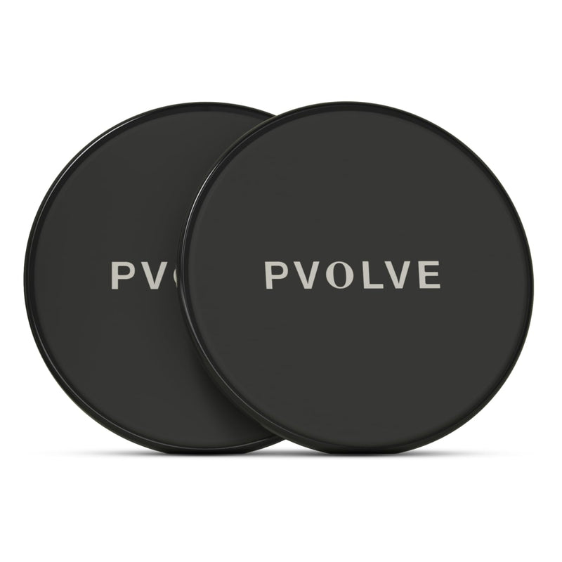 PVOLVE Gliding Discs for Home Workouts Exercise and Fitness Equipment to Use on Carpet Wood and Floor to Sculpt Your Core - Strengthen Legs While Lifting and Tightening The Butt Black