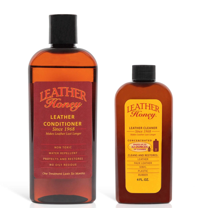 Leather Honey Complete Leather Care Kit Including 4 oz Cleaner and 8 oz Conditioner for use on Leather Apparel, Furniture, Auto Interiors, Shoes, Bags and Accessories - BeesActive Australia