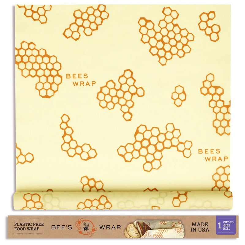 Bee's Wrap - XXL Roll 14" x 52"- Made in the USA with Certified Organic Cotton - Plastic and Silicone Free - Reusable Eco-Friendly Beeswax Food Wrap - Honeycomb Print - BeesActive Australia