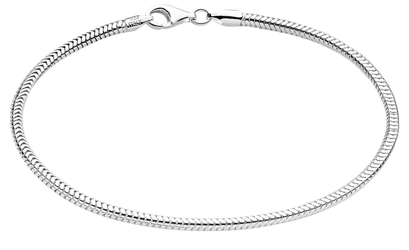 Savlano 925 Sterling Silver Solid Italian Round Diamond Cut Flexible Snake Chain Bracelet With Gift Box For Women, Girls & Men - Made in Italy 7.0 Inches 2.5mm - BeesActive Australia