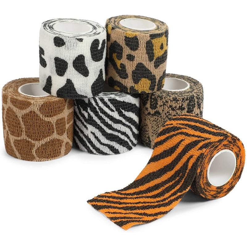 6 Rolls Self Adhesive Bandage Wraps, 2 Inch x 5 Yards Cohesive Vet Tape for First Aid (Animal Print) - BeesActive Australia