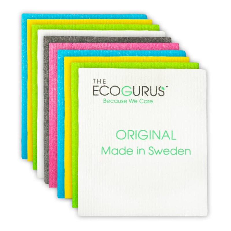 The EcoGurus Premium Swedish Dishcloths for Kitchen (10 x Assorted) Multi-Surface, Cellulose & Cotton, Original Made in Sweden - Eco-Friendly, Reusable, Absorbent, No Odor, Cellulose Sponge Cloths Assorted Dishcloths - BeesActive Australia