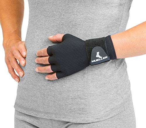 Mueller Sports Medicine Reversible Compression Glove for Men and Women, Hand & Wrist Pain Relief Support, Ideal for Carpal Tunnel, Arthritis, Fits Right or Left, Black Large-X-Large