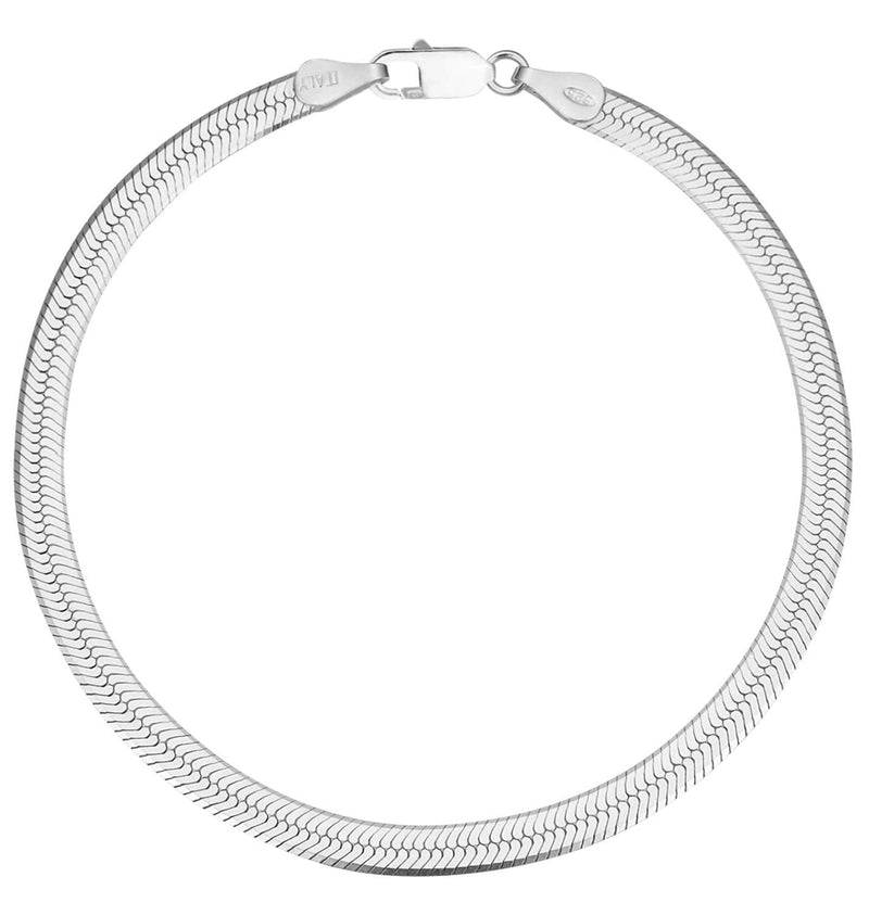 Savlano 925 Sterling Silver Herringbone Flat Snake Magic Chain Bracelet For Women & Men - Made in Italy Comes With a Gift Box 9.0 Inches 7mm - BeesActive Australia