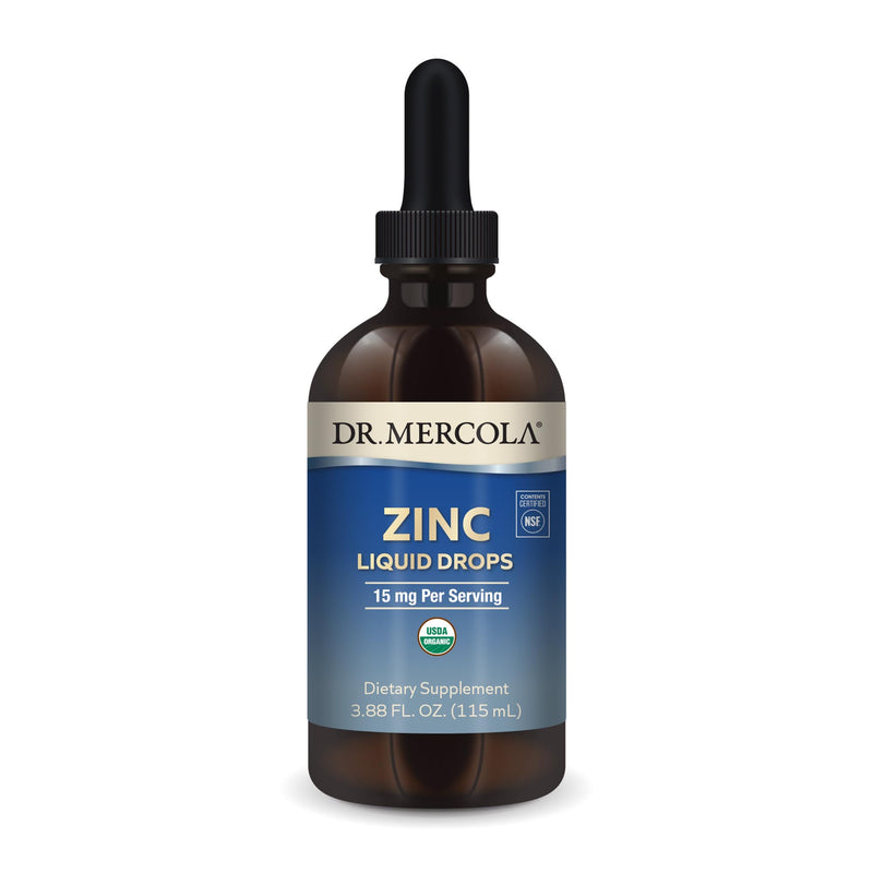 Dr. Mercola Organic Zinc Liquid Drops, 15 mg per Serving, 3.88 fl oz (115 ml), about 28 Servings, Dietary Supplement, Supports Immune and Organ Health, Non GMO, USDA Organic, NSF Certified 3.88 Fl Oz (Pack of 1) - BeesActive Australia