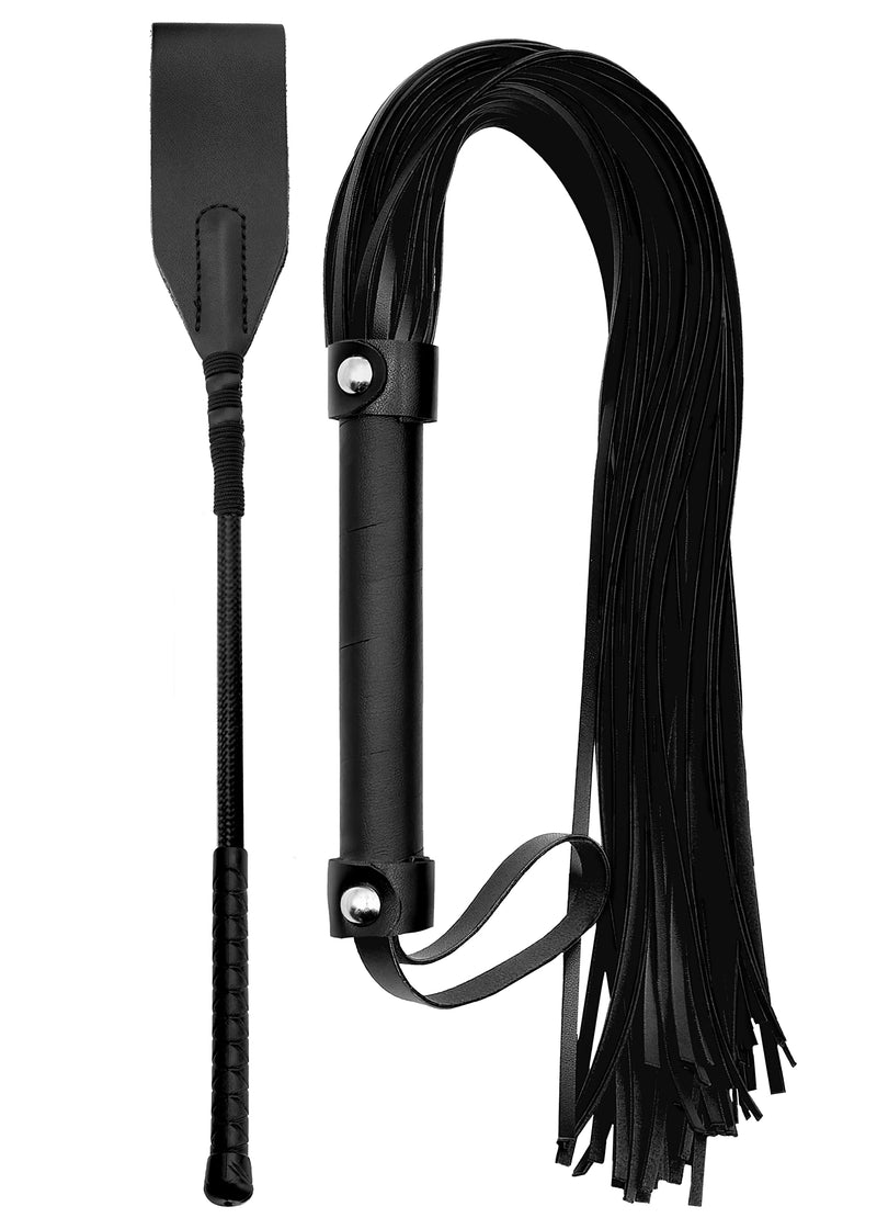 Black Sex Whip Adult Crop 18" BDSM Whip Set Bondage Flogger Kit Crop Sex Set Adult Crop Paddle Spanking BDSM Set Spanking Paddle Adults Flogger BDSM Starter Kit - BeesActive Australia