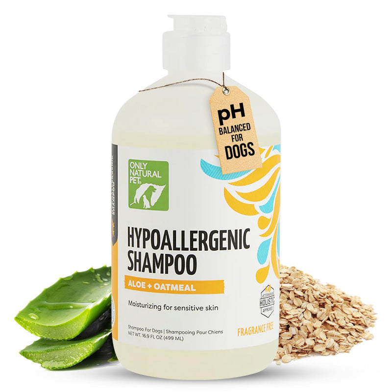 Only Natural Pet Hypoallergenic Shampoo with Aloe & Oatmeal for Dogs - Moisturizing Dog Shampoo and Ultra-Nourishing Care for Dry, Itchy, and Sensitive Skin - 16.9 oz - PawsPlanet Australia