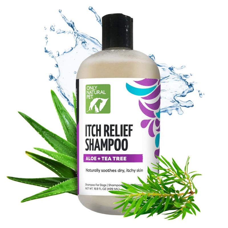 Only Natural Pet Itch Relief Shampoo with Aloe + Tea Tree for Dogs, Oatmeal Dog Shampoo for Dry Itchy Skin Allergies, Anti Itch Sensitive Skin No Sulfates, Parabens, Phosphates, Phthalates - 16.9 Oz 16.9 oz - Shampoo - PawsPlanet Australia