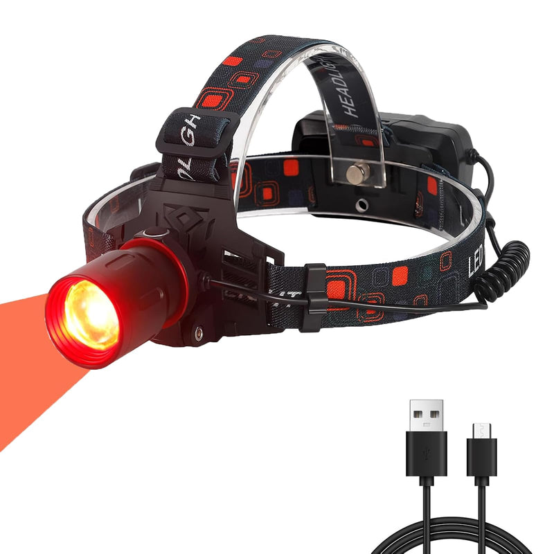 XLENTGEN Red Light Hunting Headlamp Rechargeable Red LED Headlamps 3 Modes Super Bright Red Headlamp for Coon Coyote Hog Predator Hunting Astronomy & Night Photography (Batteries Included)