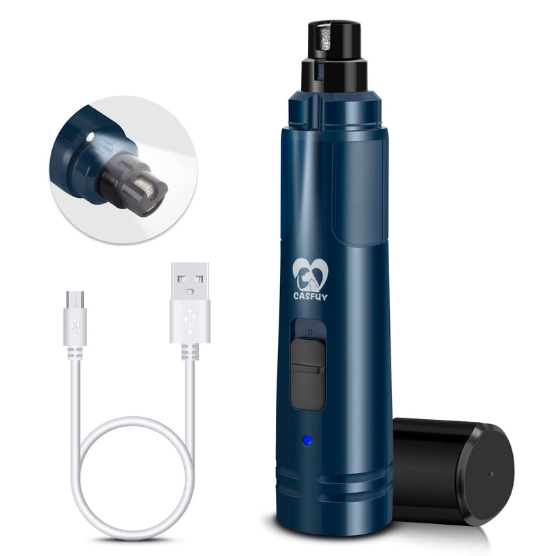 Casfuy Dog Nail Grinder with LED Light - Upgraded 2-Speed Electric Pet Nail Trimmer Powerful Painless Paws Grooming & Smoothing for Small Medium Large Dogs & Cats (Dark Blue) Dark Blue - BeesActive Australia