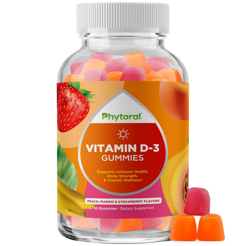 Chewable Vitamin D Gummies for Adults - Delicious Daily Vitamin D3 Gummies with D3 2000IU per Serving - Gluten and Gelatin Free Non-GMO Gummy for Adult Immunity Support - 60 Count