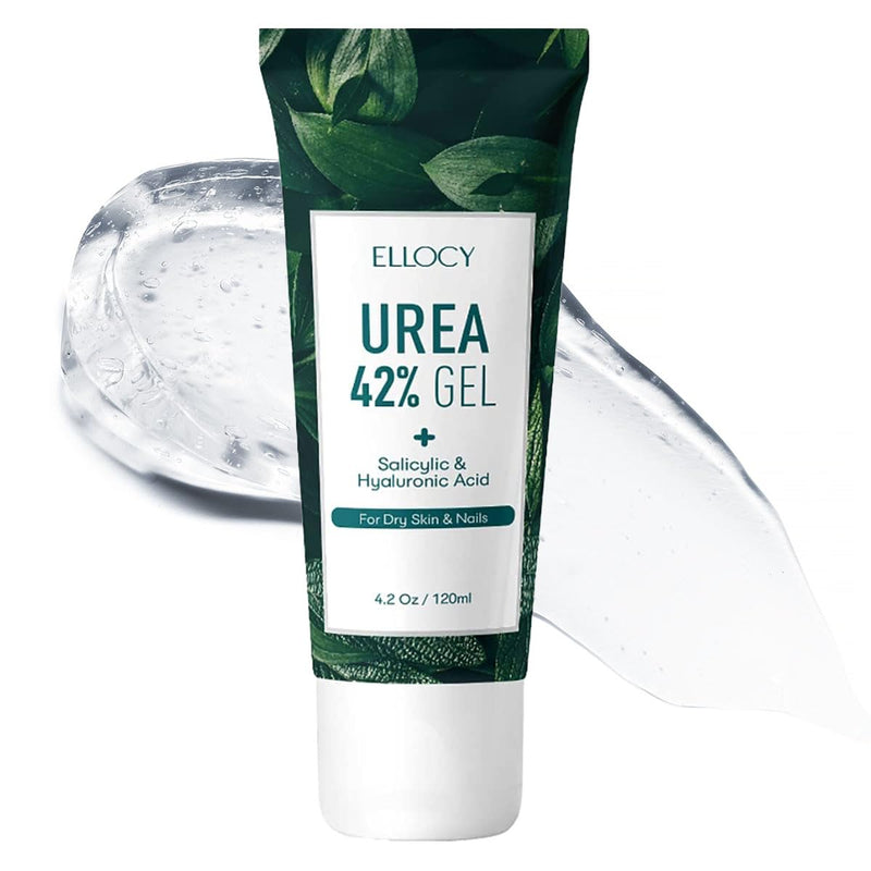 42% Urea Gel - Max Plus Salicylic & Hyaluronic Acid cracked heel repair callus remover for Elbows, Feet, and Hands, and cracked heel, calloused feet remover gel 4oz